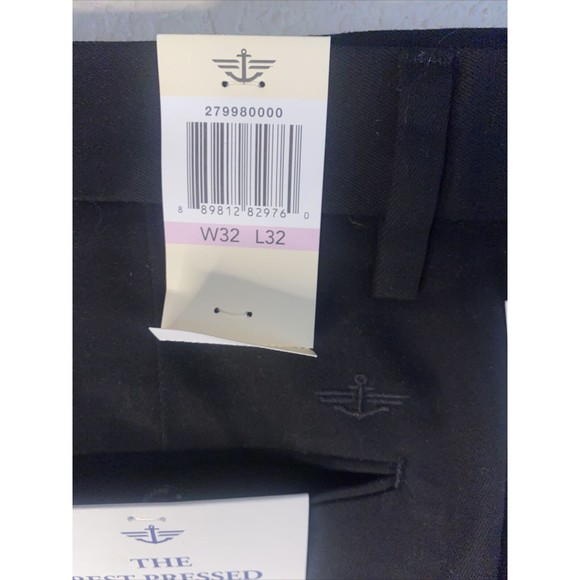 32 X 32 DOCKER Best Pressed SIGNATURE CLASSIC FIT KHAKIS BLACK New Flat Chino - Picture 3 of 9